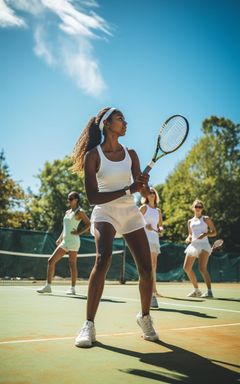 Group Tennis Match at a Local Court cover