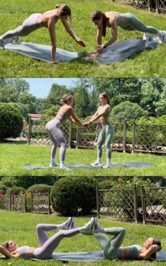 fitness+stretching outdoor activity cover