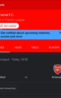 Watch Arsenal v Manchester United cover