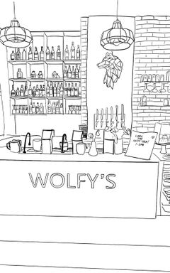 Free hot or cold coffee at Wolfys Bar cover